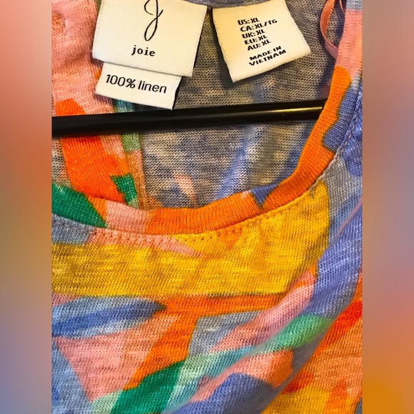 Joie Scoop Neck Tropical Floral Sleeveless Top - Picture 3 of 4